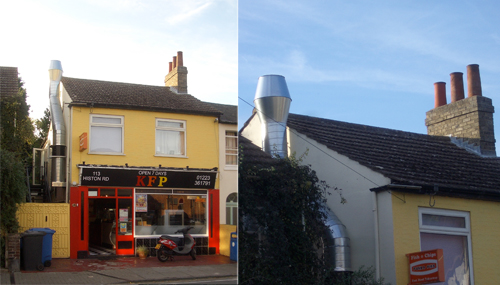 113 Histon Road, Showing the Shiny Metal Flue