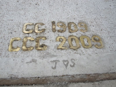 CC 1909 - CCC 2009 lettering in path