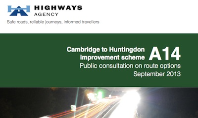 Cover of consultation document; title, Highways Agency Logo, abstract picture of a road. 