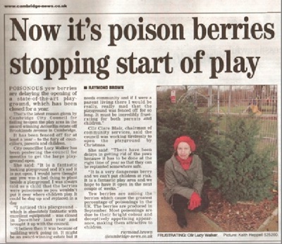 Accordia Playground, Article in the Cambridge Evening News