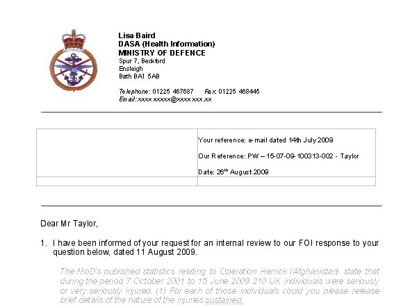 A response to a freedom of information request I made to the MoD reveals forty seven UK casualties injured in Afghanistan have suffered a traumatic or surgical amputation.