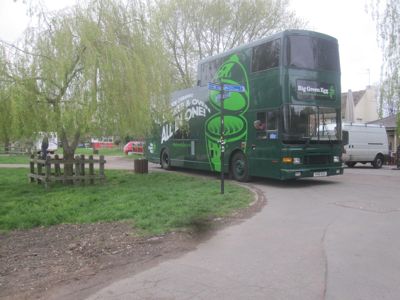 'Cheeky Sods' in the Big Green Egg BBQ Bus being expelled from Midsummer Common 