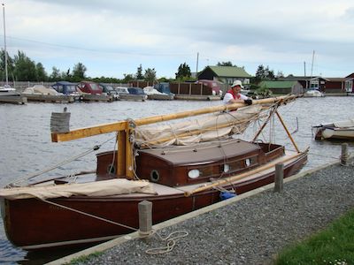 Richard Taylor on a Norfolk broads sailing boat