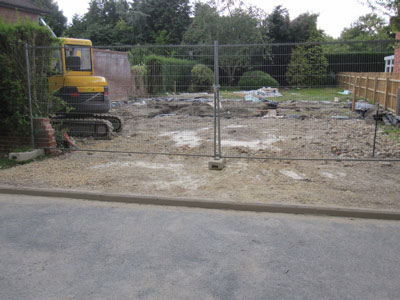 A new house being built at Bulstrode Gardens, a tranquil private road, off Huntingdon Road near Churchill College in Cambridge.  