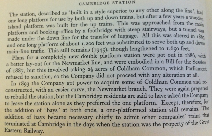 Photo of book describing old tunnel at Cambridge Station.