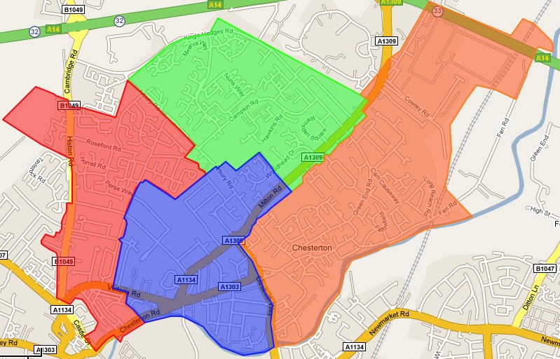 Map of Cambridge's North Area