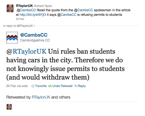 Uni rules ban students having cars in the city. Therefore we do not knowingly issue permits to students (and would withdraw them)