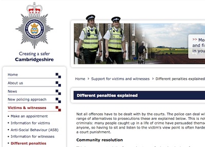 Cambridgeshire Police Information on Penalties.
