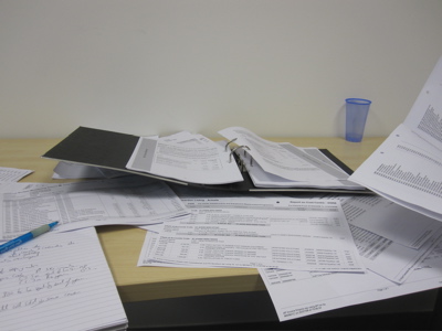 Cambridge City Council's accounts, along with reports printed off the council's accounting system 