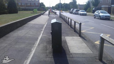 Obstructed Cyclepath - Telcoms box in cycle path