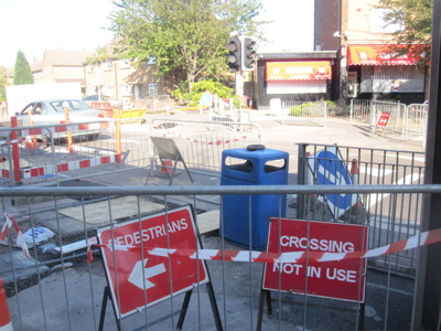 Work underway on the pelican crossing in High Street, Cherry Hinton.  