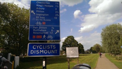 Signage on the Stourbridge Common side of the Green Dragon Bridge.