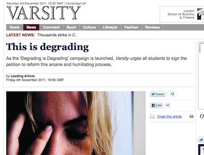 Screenshot of Varsity Article 