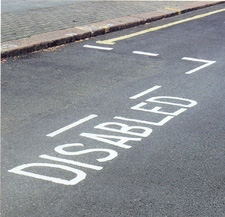 Disabled bay marking on a road