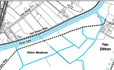 Map of footpath on Ditton Meadows