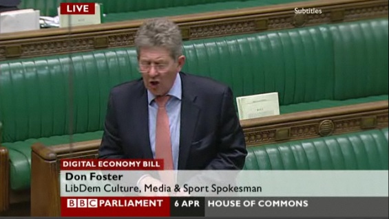 I couldn't spot any Lib Dems supporting their spokesman during the Digital Economy Bill Debate