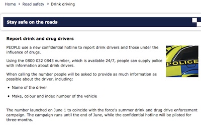 Cambridgeshire Police Have Launched A New Number for Reporting Drink and Drug Driving.