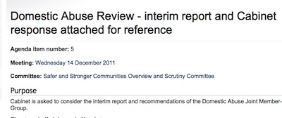 Domestic Violence Agenda Item Screenshot