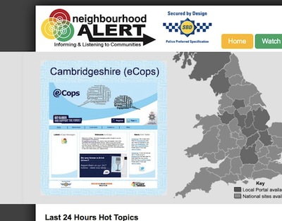 screenshot of https://www.neighbourhoodalert.co.uk 
