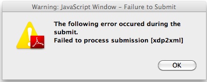 failed to process submission [xdp2xml]