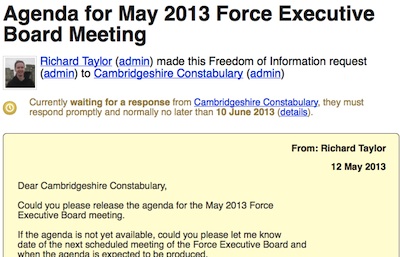 Screenshot of linked FOI request on WhatDoTheyKnow