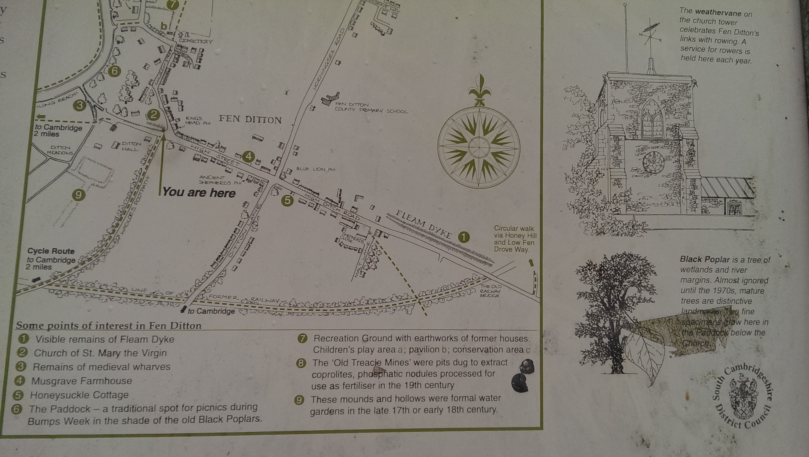 map from board in the High Street showing established path