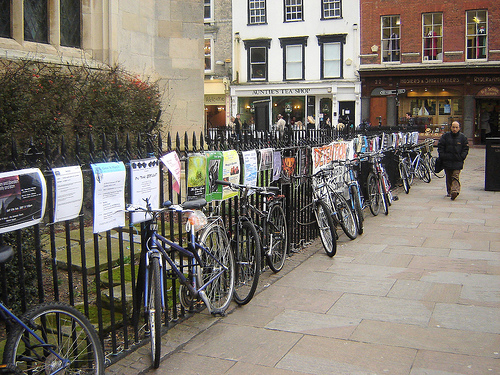 The Vibrancy of Cambridge's Culture is Shown by the Range of Posters On City Centre Railings.