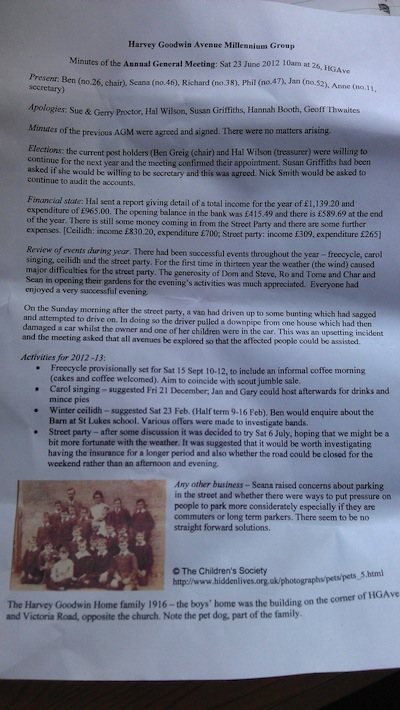 Harvey Goodwin Avenue Millennium Group 2012 AGM