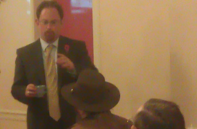 Julian Huppert MP Drinking Tea Before Speaking At The 2011 Cambridge Cycling Campaign AGM