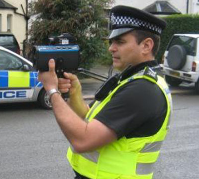 Sgt. Mark Kathro conducting speed checks in the East of Cambridge.  