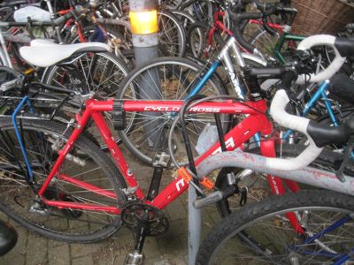 My bike locked up in Cambridge.