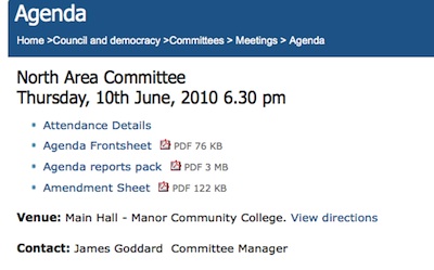 June 2010 North Area Committee 