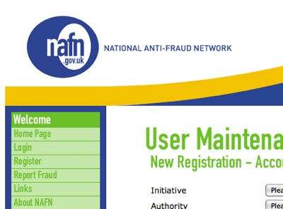 National Anti-Fraud Network website screenshot