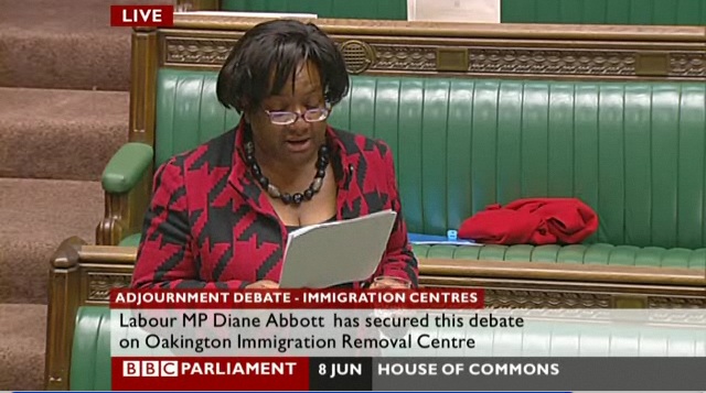Diane Abbot Speaking in Parliament During An Adjournment Debate on Oakington 