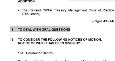 Oral Questions - Agenda Screenshot.