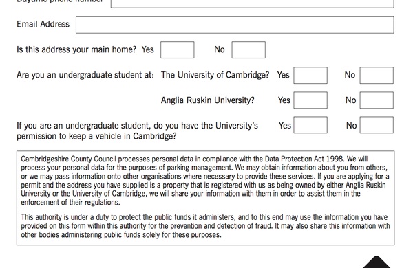 Parking permit app Q asking about student status