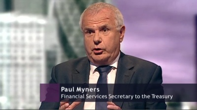 A Newsnight Interview with Treasury Minister Paul Myners Revealed Hints on the Content of Next Week's Government Announcement on Banking Regulation.