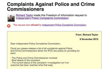 Link to screenshot of FOI request, full details of which are available on the linked page. 