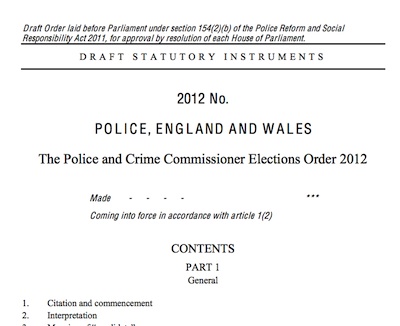 The Police and Crime Commissioner Elections Order 2012 (Draft) 