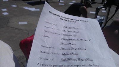 Photo of court list distributed during play