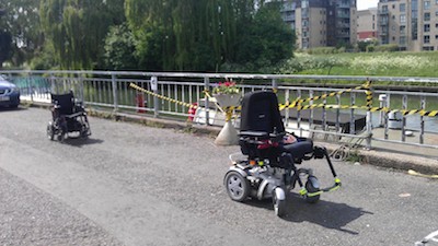 wheelchairs taking up road space to make car parking impossible