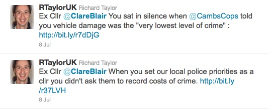 Ex Cllr @ClareBlair You sat in silence when @CambsCops told you vehicle damage was the 