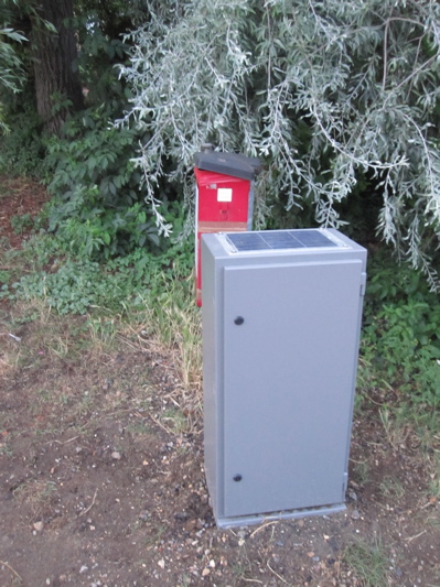 junction box with solar panels on the top