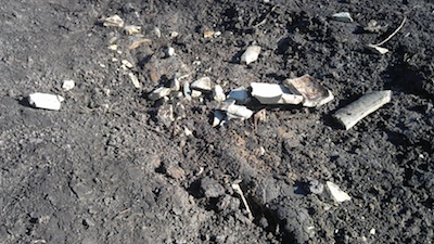 field drainage pipe fragments