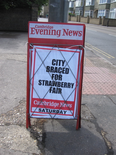 Sandwich Board - City Braced for Strawberry Fair