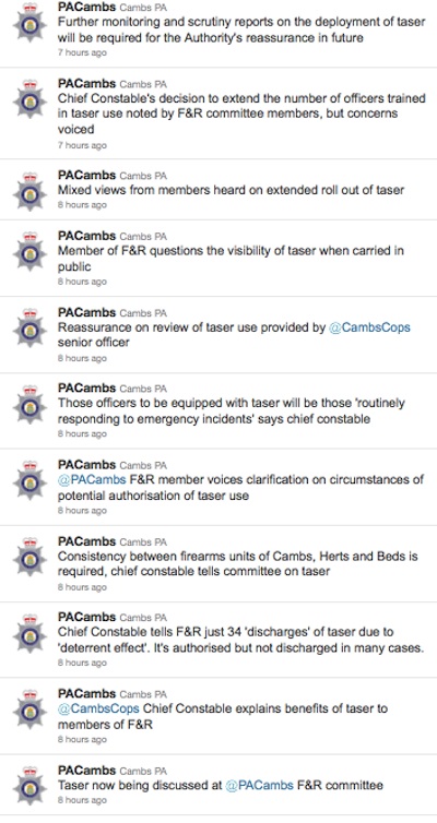 TASER tweets from @PACambs