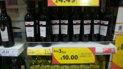 Tesco - 3 for £10 bottles of wine