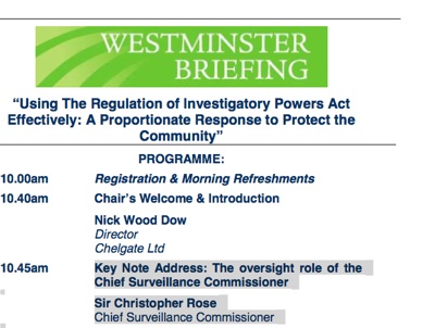 Westminster Briefing - RIPA - Agenda Image